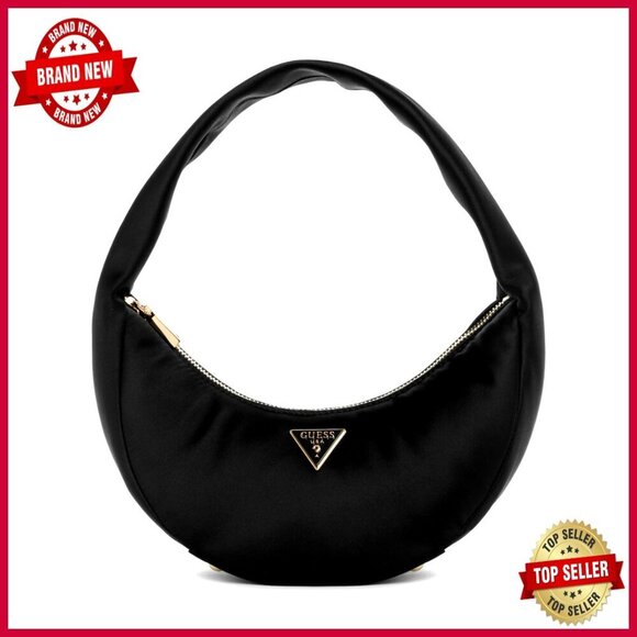 Handbags - Satin Mini Shoulder Bag with Top Zip and Gold Hardware